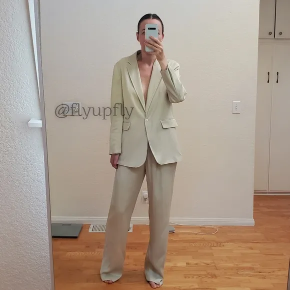 ZARA Matching Set * Satin Effect Blazer &amp; Wide Pants