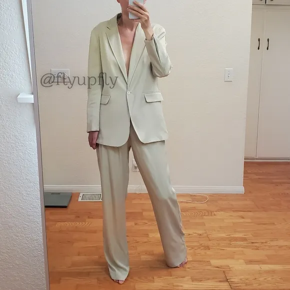 ZARA Matching Set * Satin Effect Blazer &amp; Wide Pants
