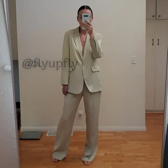 ZARA Matching Set * Satin Effect Blazer &amp; Wide Pants
