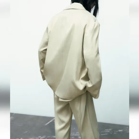 ZARA Matching Set * Satin Effect Blazer &amp; Wide Pants