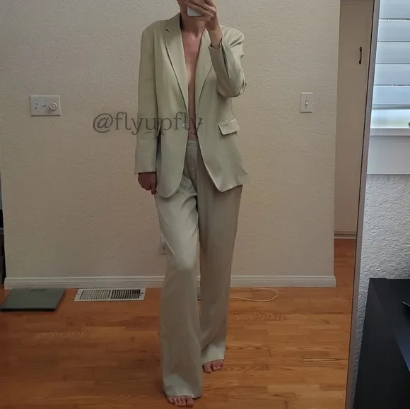 ZARA Matching Set * Satin Effect Blazer &amp; Wide Pants
