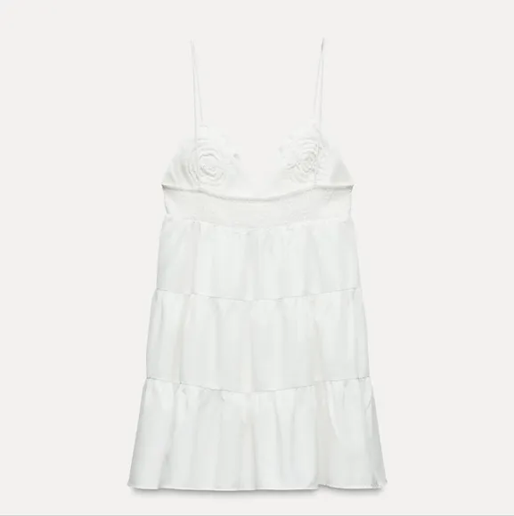 ZARA  MINI DRESS WITH  FLOWERS White