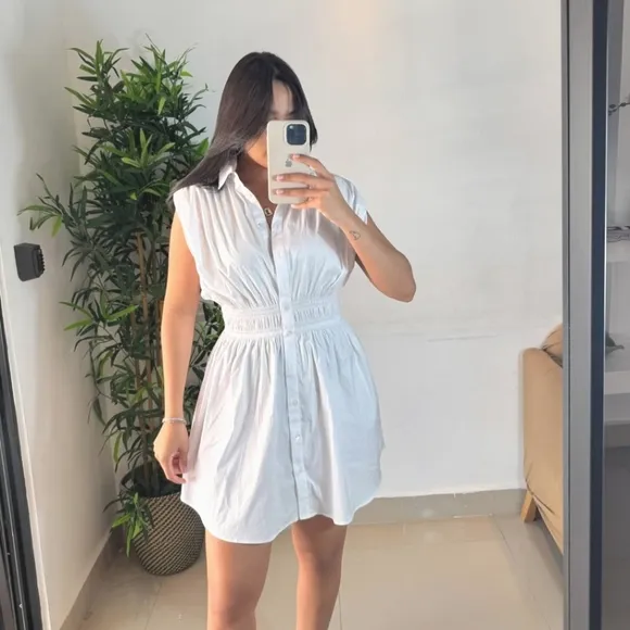 Zara Mini Shirt Dress Wite Size M