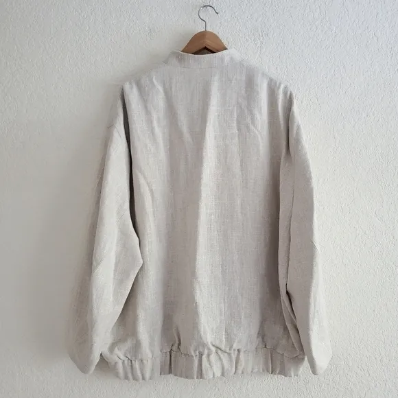 Zara Oversize Linen Blend Bomber Jacket Sand Size M