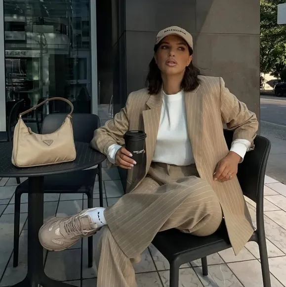 ZARA OVERSIZED BLAZER TAN SIZE M