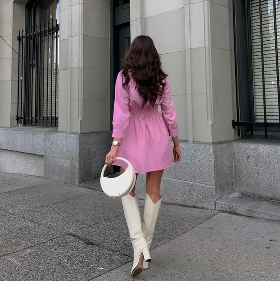 Zara * Pink Short Poplin Dress
