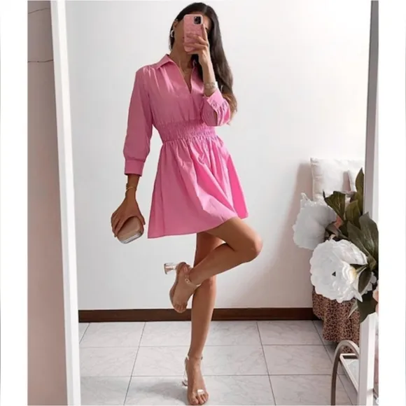 Zara * Pink Short Poplin Dress