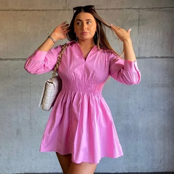 Zara * Pink Short Poplin Dress