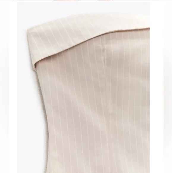 Zara pleated striped strapless dress size L