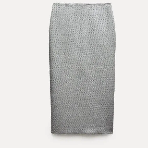 Zara Rhinestone Midi Pencil Skirt
