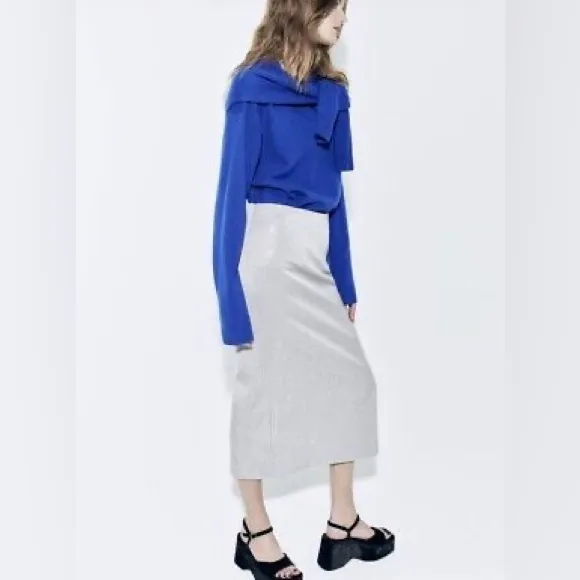 Zara Rhinestone Midi Pencil Skirt