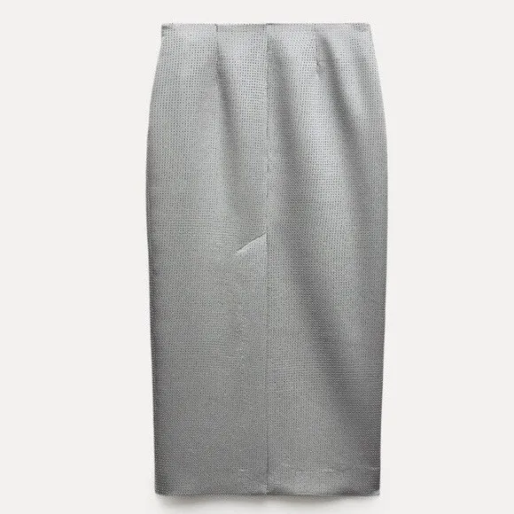 Zara Rhinestone Midi Pencil Skirt