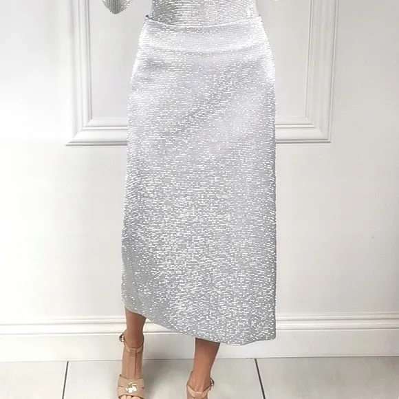 Zara Rhinestone Midi Pencil Skirt