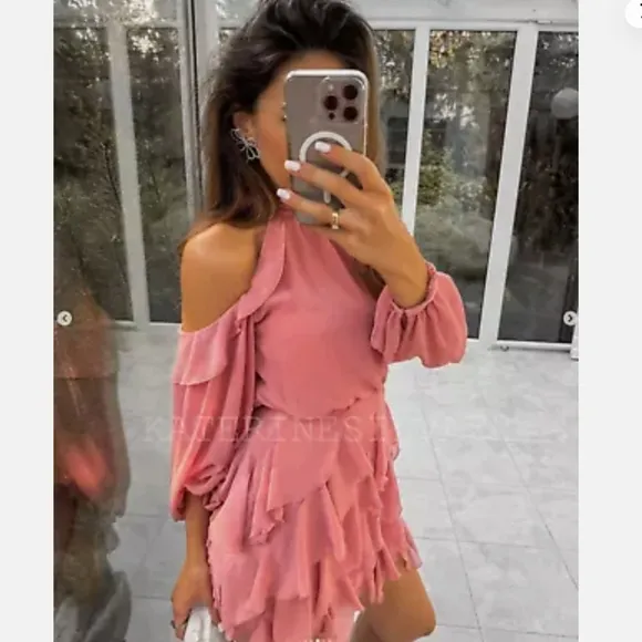 ZARA  RUFFLED MINI DRESS