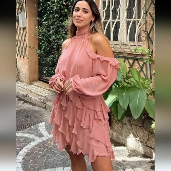 ZARA  RUFFLED MINI DRESS