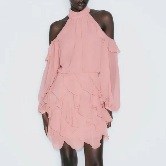 ZARA  RUFFLED MINI DRESS