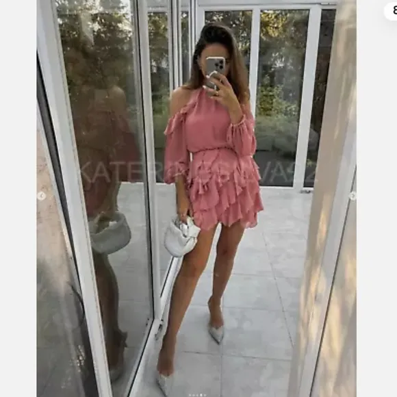ZARA  RUFFLED MINI DRESS