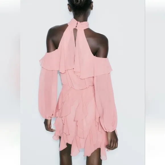 ZARA  RUFFLED MINI DRESS