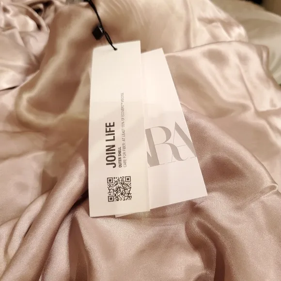 Zara Satin Effect  Slip Dress Beige Cream Size L