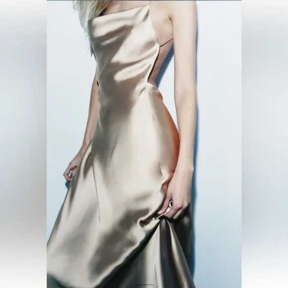 Zara Satin Effect Slip Dress