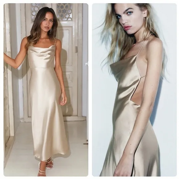 Zara Satin Effect Slip Dress