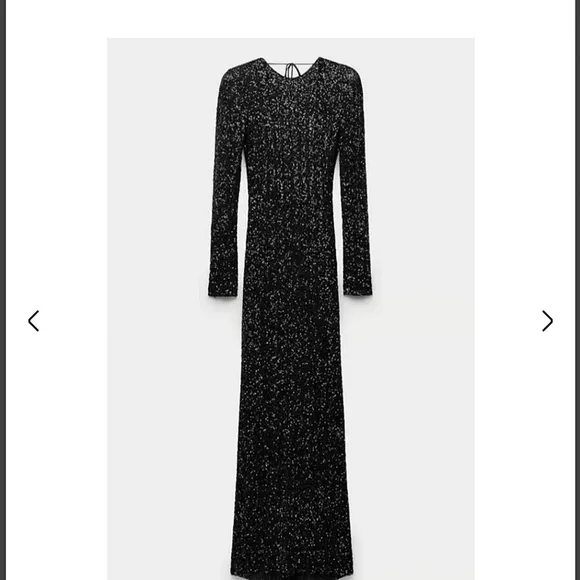 Zara  SEQUIN MAXI DRESS GOWN BLACK SIZE XS