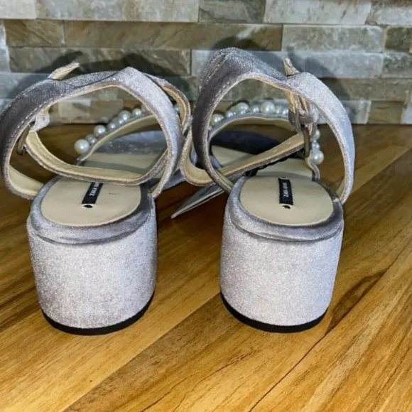 👣ZARA Silver Party Sandals with Pearls italy best