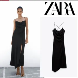 ZARA Slip Dress Black Lingerie Style Midi Blogger Fave! SIZE S