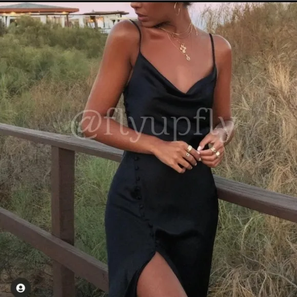 ZARA Slip Dress Black Lingerie Style Midi Blogger Fave! SIZE S