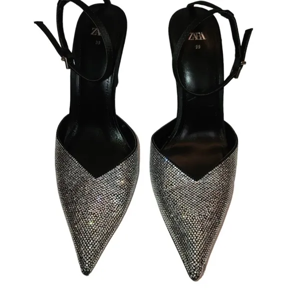 Zara Sparkly Silver rhinestone embellished sexy high heels