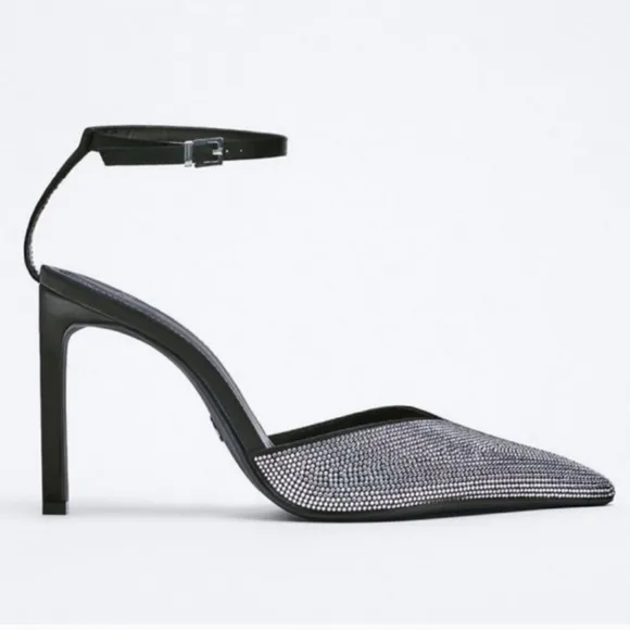 Zara Sparkly Silver rhinestone embellished sexy high heels