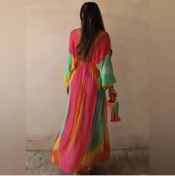 Zara Tie Dye Flowy Maxi Dress Size M/L