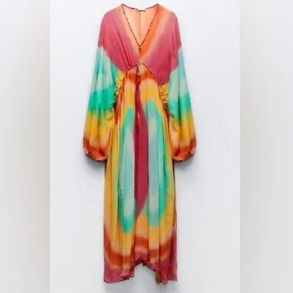 Zara Tie Dye Flowy Maxi Dress Size M/L