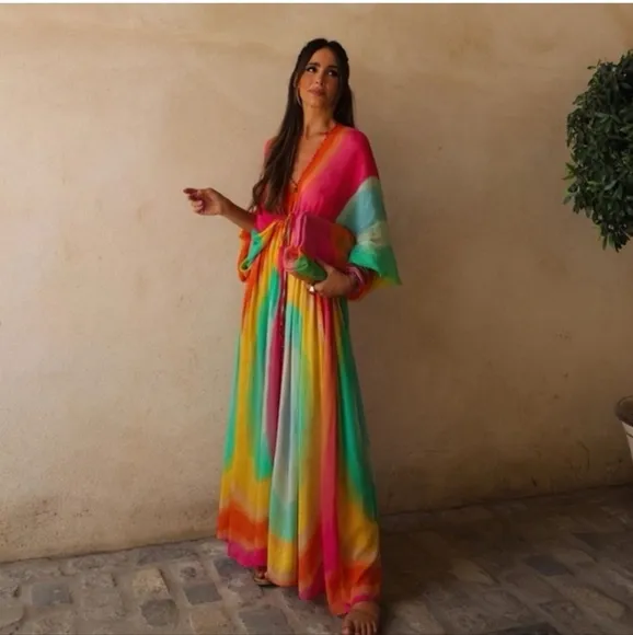 Zara Tie Dye Flowy Maxi Dress Size M/L