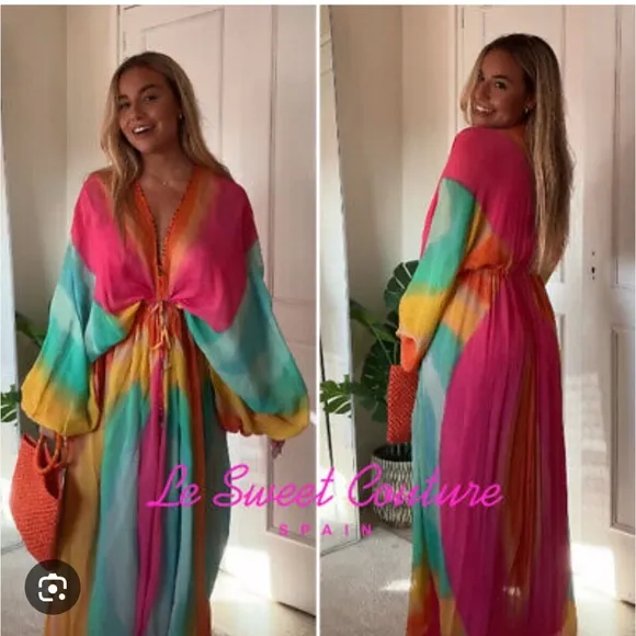 Zara Tie Dye Flowy Maxi Dress Size M/L