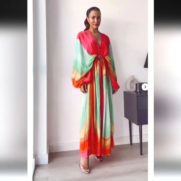 Zara Tie Dye Flowy Maxi Dress Size M/L