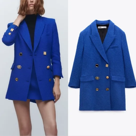 ZARA TWEED  TEXTURED  BLAZER DRESS SIZE S