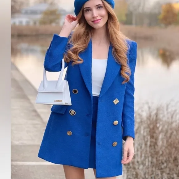 ZARA TWEED  TEXTURED  BLAZER DRESS SIZE S