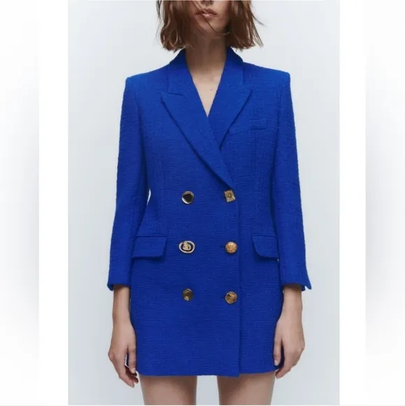ZARA TWEED  TEXTURED  BLAZER DRESS SIZE S
