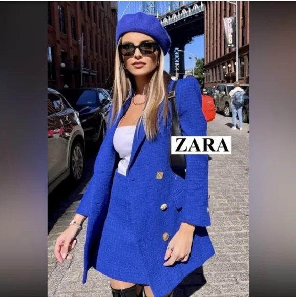 ZARA TWEED  TEXTURED  BLAZER DRESS SIZE S