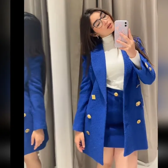 ZARA TWEED  TEXTURED  BLAZER DRESS SIZE S