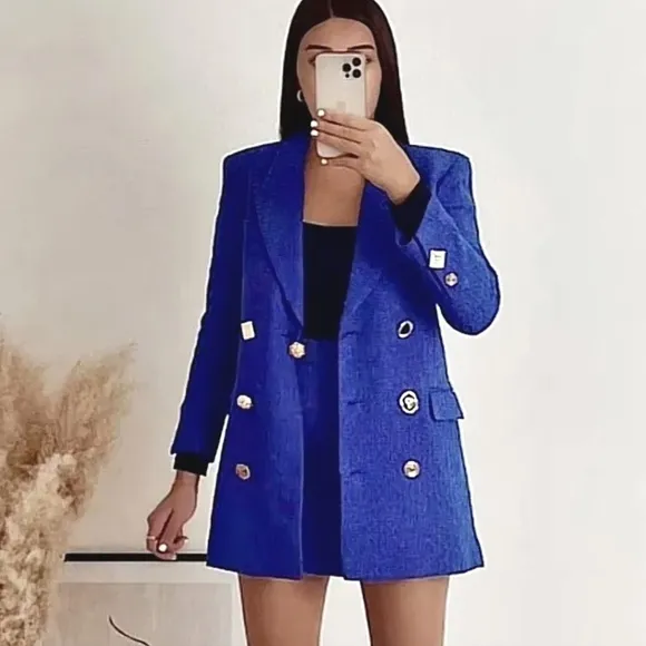 ZARA TWEED  TEXTURED  BLAZER DRESS SIZE S