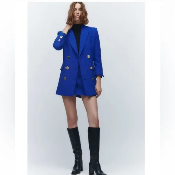 ZARA TWEED  TEXTURED  BLAZER DRESS SIZE S