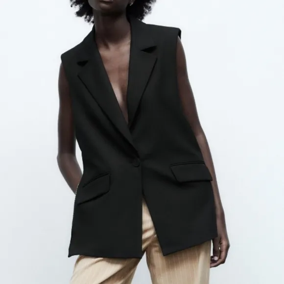 Zara Waistcoat With Side Zips Size S