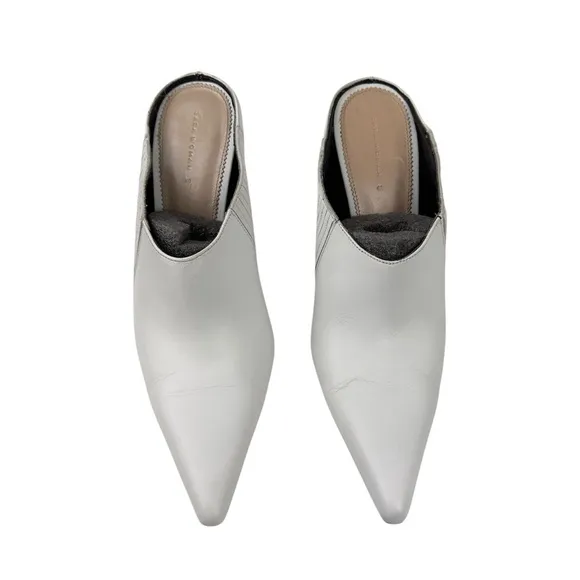 ZARA WHITE LEATHER SLIP IN RUNWAY STYLE HIGH HEEL MULE SHOE SANDAL Sz. 40 USA 9