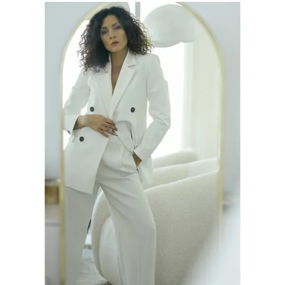 Zara * White Satin Effect Blazer Size XS