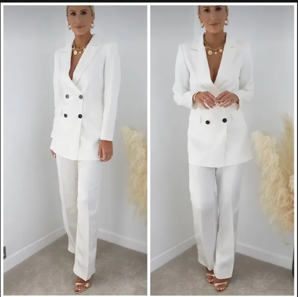 Zara * White Satin Effect Blazer Size XS