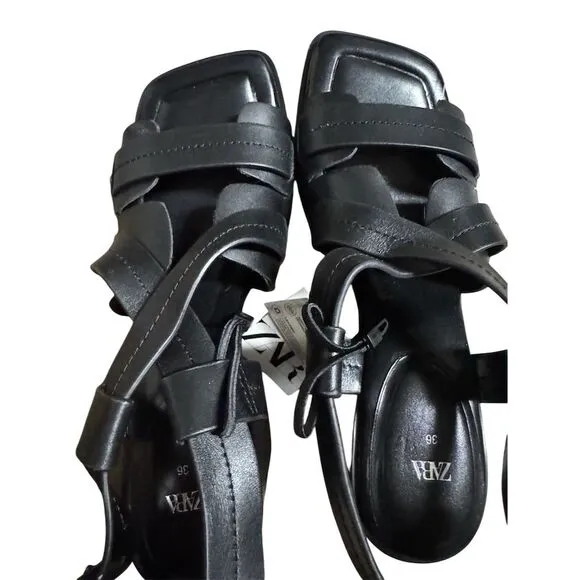 ZARA Women's Black Strappy High Heel Sandals Size 6 Party/Cocktail