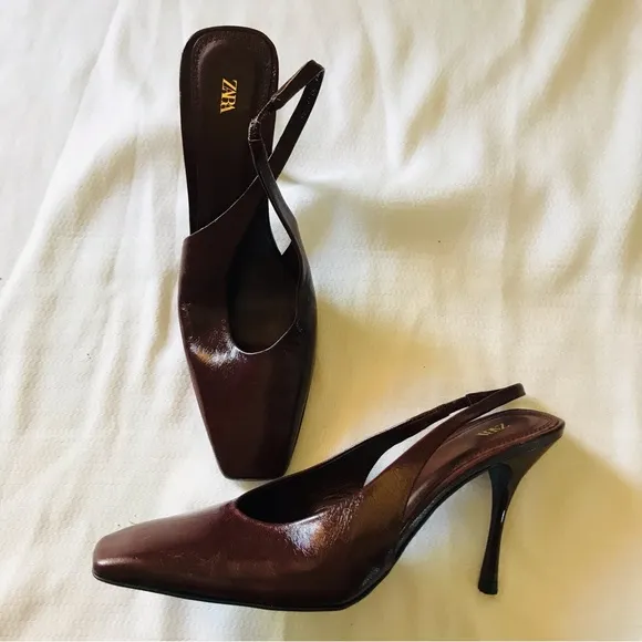 Zara Women's Brown Slingback Heels