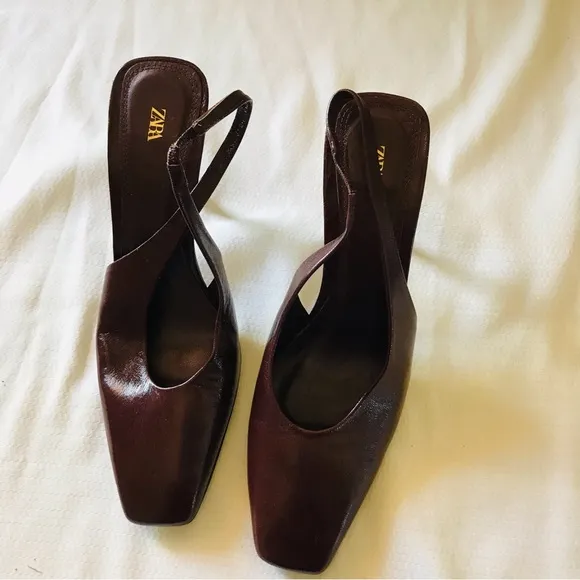Zara Women's Brown Slingback Heels